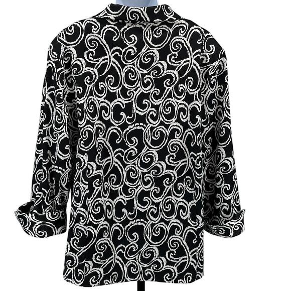 Dressbarn Jacket WMNS 14/16 Black White Geometric Dress Coat Collared Shacket - Picture 3 of 6